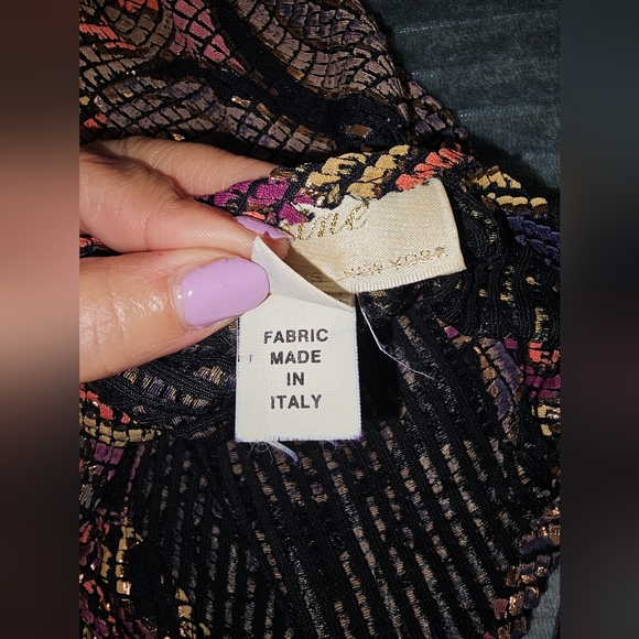 VINTAGE 1980's Janine Hand Painted Metallic Mosaic Runway Dress ITALY S - Picture 10 of 11